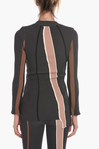 Ribbed Asymmetric Crewneck Sweater