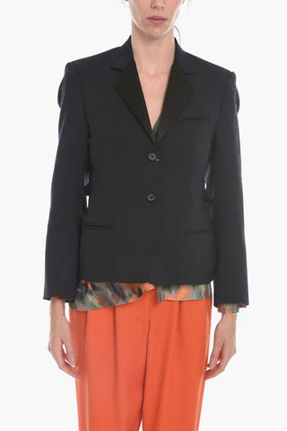 Blazer in Misto Lana con Doppia Fibbia sul Retro