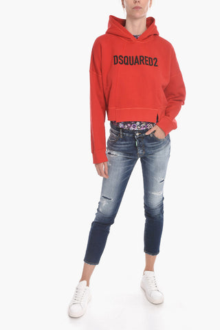 Felpa Hoodie con Logo in Rilievo