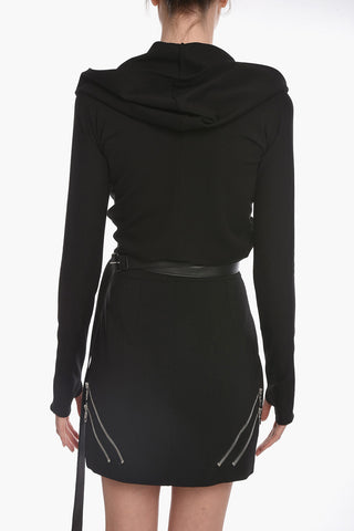 Hooded Wrap Top with Belt