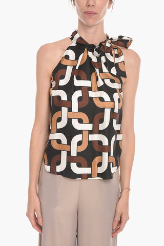 Top TARYN con Stampa Geometrica e Dettaglio da Allacciare