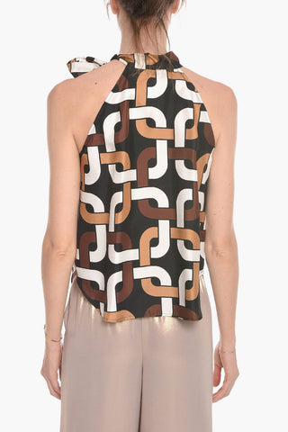 Top TARYN con Stampa Geometrica e Dettaglio da Allacciare