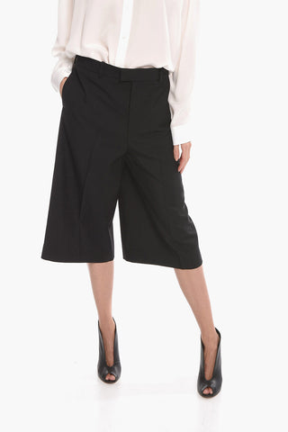 Wool-twill Tailored Shorts with High Waist