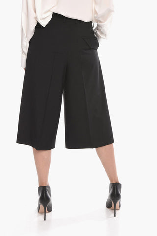 Wool-twill Tailored Shorts with High Waist