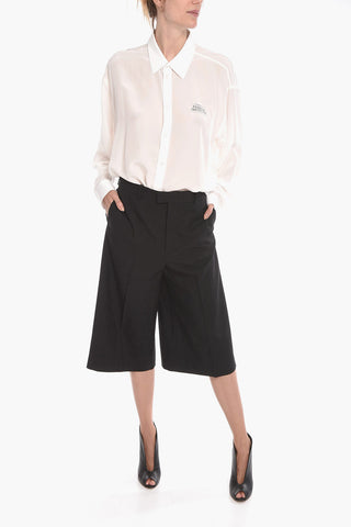 Wool-twill Tailored Shorts with High Waist