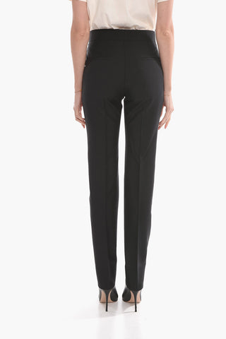 Wool High-waisted Trousers with Front Pleat