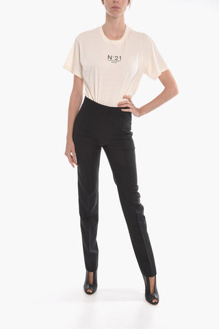 Wool High-waisted Trousers with Front Pleat