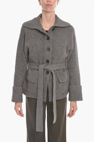 Wool Blend Cardigan with Tie Belt