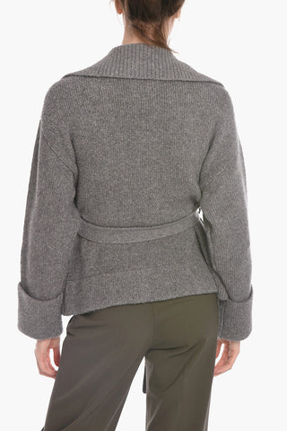 Wool Blend Cardigan with Tie Belt
