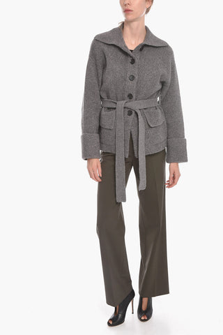 Wool Blend Cardigan with Tie Belt