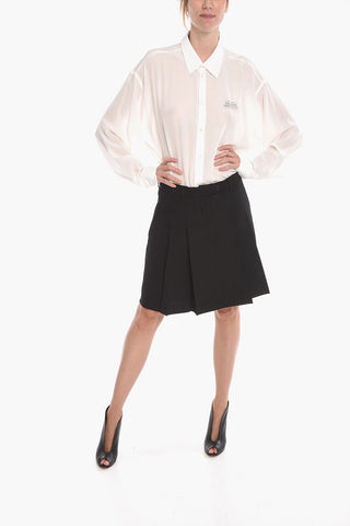 Virgin Wool Pleated Miniskirt