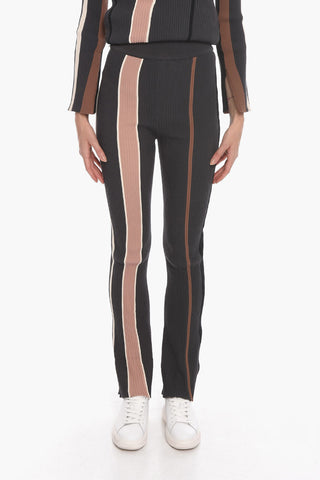 Pantaloni Flare a Costine a Vita Alta