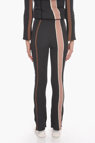 Pantaloni Flare a Costine a Vita Alta
