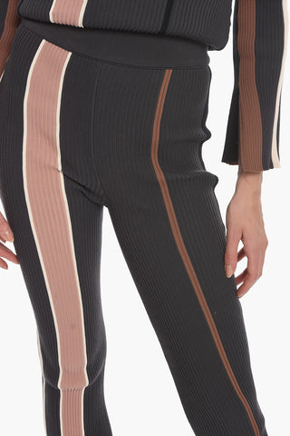 Pantaloni Flare a Costine a Vita Alta