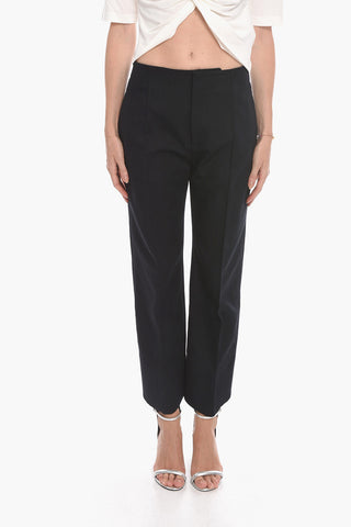 Pantaloni in Doppia Tela con Orlo Asimmetrico