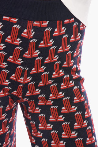 Pantaloni in Lana Merino con Fantasia Logo Allover