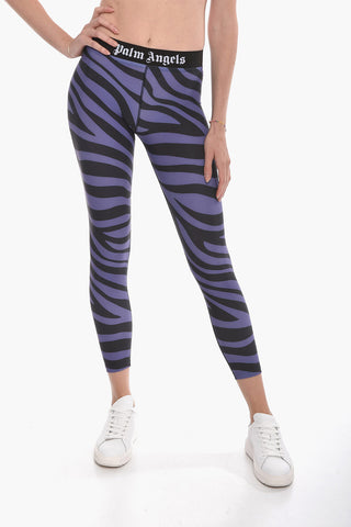 Zebra-printed Leggings with Logoed Elastic Waistband