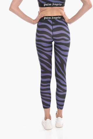 Zebra-printed Leggings with Logoed Elastic Waistband