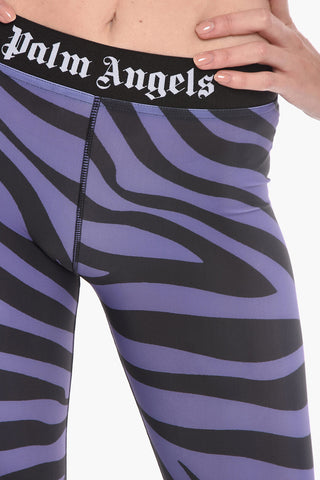 Zebra-printed Leggings with Logoed Elastic Waistband