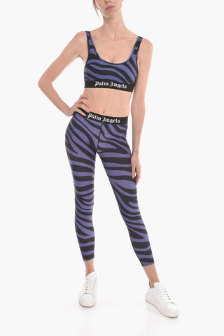 Zebra-printed Leggings with Logoed Elastic Waistband
