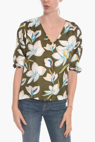 Blusa BESSY in Seta con Maniche a Sbuffo