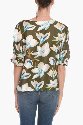 Silk BESSY Blouse with Puffed Sleeves