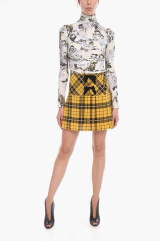 Minigonna in Seta con Motivo Tartan