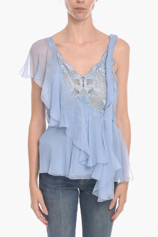 Chiffon Top with Ruffles and Lace