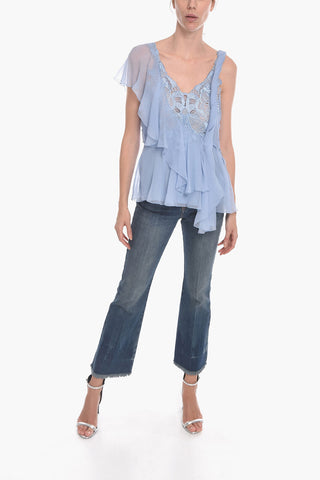 Chiffon Top with Ruffles and Lace