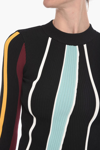 Ribbed Asymmetric Crewneck Sweater