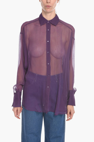 Silk Chiffon Blouse with Oversized Silhouette