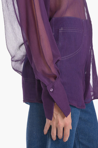 Silk Chiffon Blouse with Oversized Silhouette