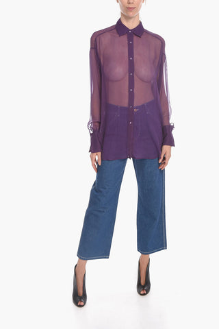 Silk Chiffon Blouse with Oversized Silhouette