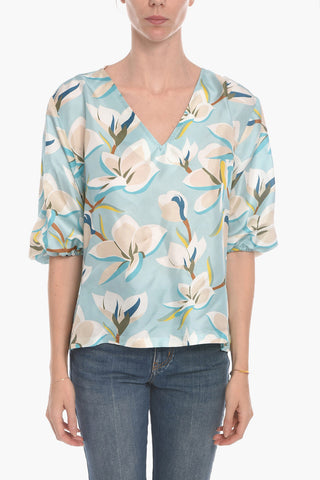 Blusa BESSY in Seta con Maniche a Sbuffo