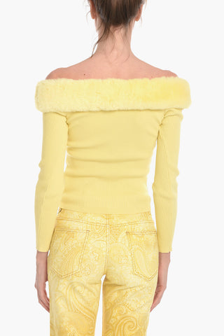 Off-shoulder Sweather with Cruelty-free Fur Detail
