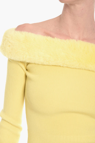 Off-shoulder Sweather with Cruelty-free Fur Detail