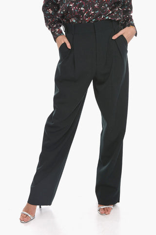 Gros-grain Wool Tailored Pants with Single Pleat