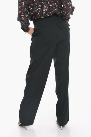 Gros-grain Wool Tailored Pants with Single Pleat
