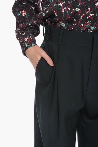 Gros-grain Wool Tailored Pants with Single Pleat