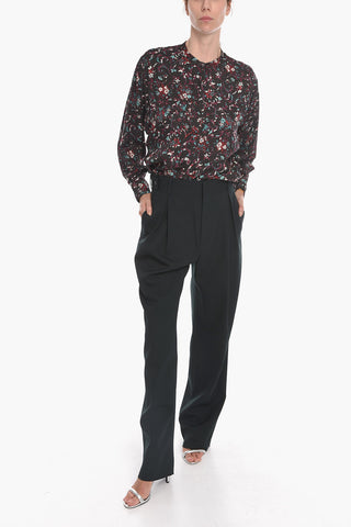 Gros-grain Wool Tailored Pants with Single Pleat