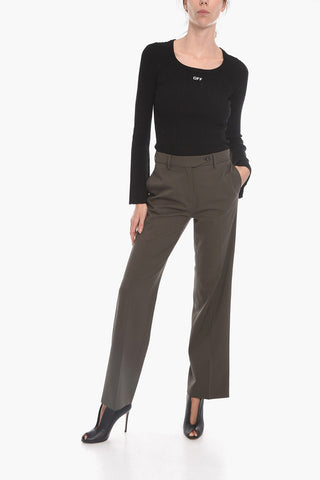 Wool Blend Palazzo Trousers