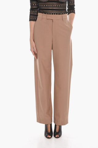 Wool-blend Tailored Pants with High Waist