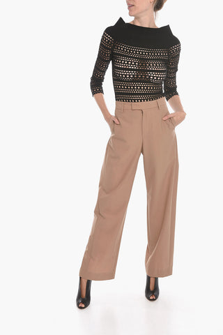 Wool-blend Tailored Pants with High Waist
