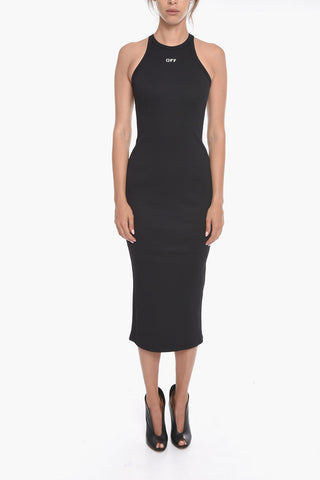 Ribbed BASIC Dress with Contrasting Logo Print