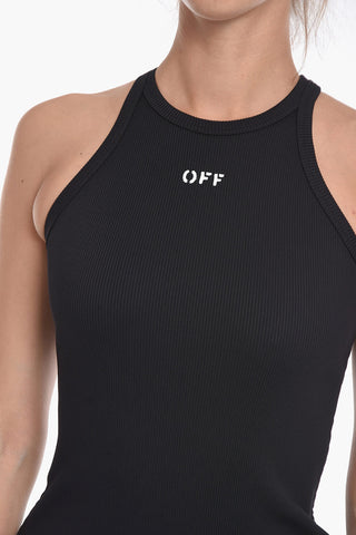 Ribbed BASIC Dress with Contrasting Logo Print