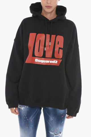 Oversized Hoodie Sweatshirt with LOVE Print