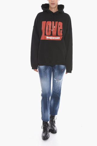 Oversized Hoodie Sweatshirt with LOVE Print