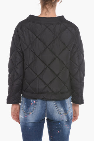Cropped Fit Quilted Down Jacket with Maxi Buttons