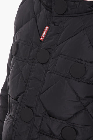 Cropped Fit Quilted Down Jacket with Maxi Buttons