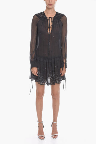 Silk Chiffon Dress with Paisley Motif
